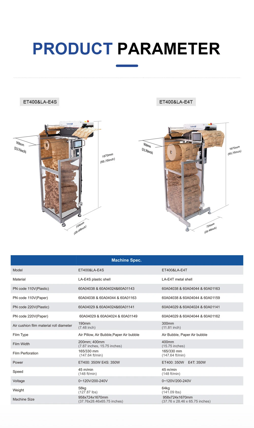 ET400 Automatic Air Cushion Film Separator